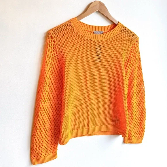 NEW J. Crew Shirt Crochet Crewneck Beach Sweater Orange Nautical Swim Resort - Picture 12 of 12